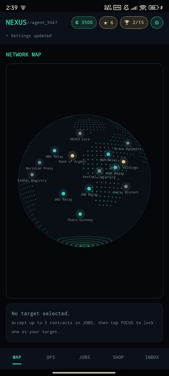 3D rotating network map with bounce route